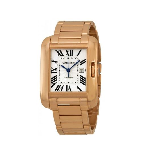 Cartier Tank Anglaise Silver Dial 18kt Rose Gold Ladies Watch W5310003