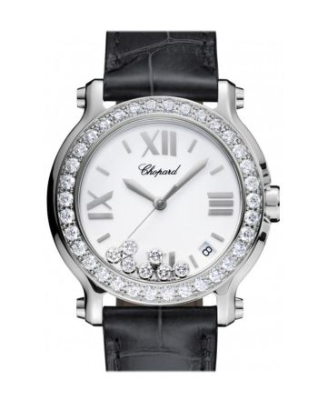 Chopard Happy Sport 36mm Diamonds Set on Bezel 7 Floating Diamonds Inside Dial Watch 278475-3037