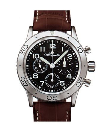 Breguet Type XX Aeronavale Automatic Chronograph Black Dial Brown Leather Men's Watch 3800ST929W6