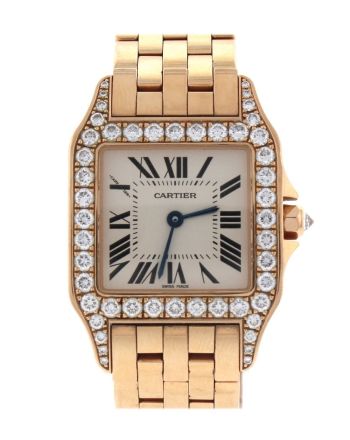 Cartier Santos Demoiselle 18kt Rose Gold Diamond Large Ladies Watch WF9007Z8  Pre-Owend